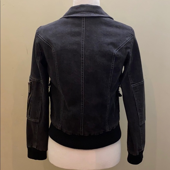 Marc Jacobs Jean denim Jacket zipper detailing Pocket grey black short bomber - Picture 4 of 7